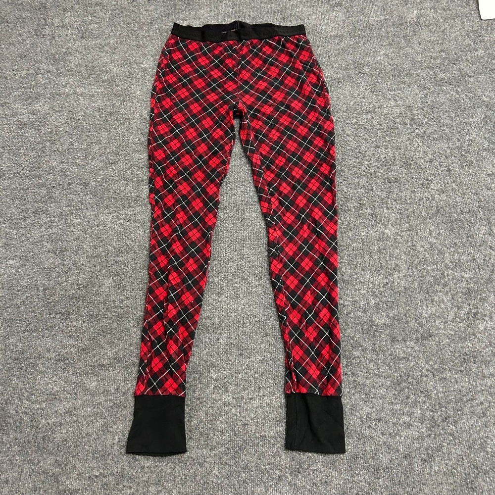 Victoria's Secret Pajama Leggings Womens Size S Red Black Argyle Plaid Lounge
